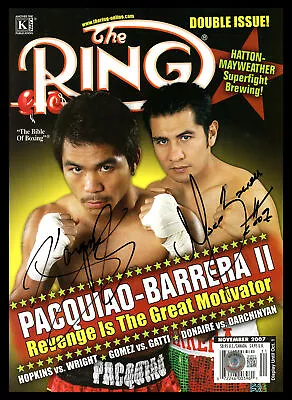 $129 • Buy Manny Pacquiao & Marco Antonio Barrera Autographed Ring Magazine Beckett BH26913