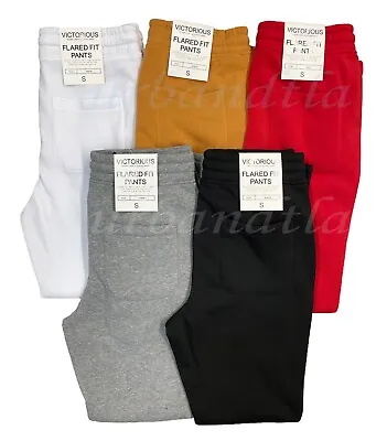 Men's Flared Fleece Jogger Sweatpants Bell Bottom Elastic Waist Pants FL91 • $22.48