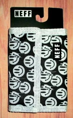 Mens Neff Happy Face Black Trifold Wallet • $17.90