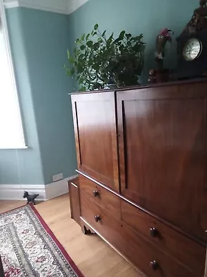 £340 • Buy Antique Mahogany Linen Press, Three Drawers, Cupboard With Three Sliding Shelves
