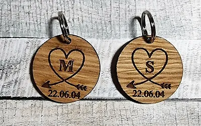 Couples Round Partner Keyrings Husband Wife Girlfriend Boyfriend Valentines Gift • £3.99