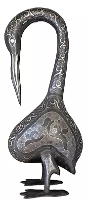 Antique Islamic Persian Qajar Period Patinated Steel Bird Figurine Large 28 Inch • $325