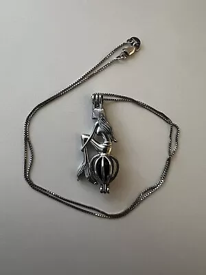 Black Pearl With Mermaid Holder Pendant And Sterling Silver Necklace Italy 925 • $3.99