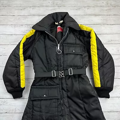 VTG JCPenny Snowmobile Apparel Ladies Medium Black & Yellow USA Snow Suit • $58.29