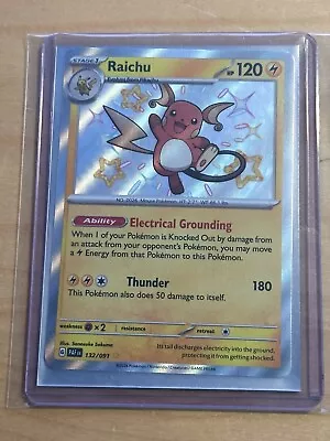 ⚡Pokémon TCG Raichu SV: Paldean Fates 132/091 Holo Shiny Rare Pack Fresh ⚡ • $11.99