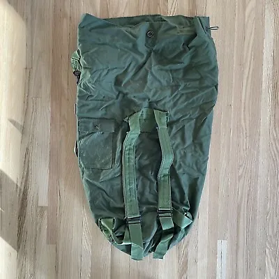 US Army Military Heavy Duty Nylon Duffle Bag Rucksack Backpack Green Vintage • $29