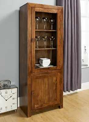 Solid Mango Wood Dakota Display Cabinet New Indian Furniture  • £474.95