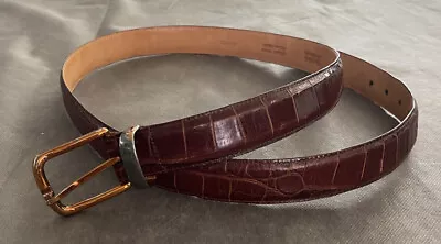 Martin Dingman Men’s Belt Size 40 Brown Alligator Grain Italian Calfskin 01602 • $47.78