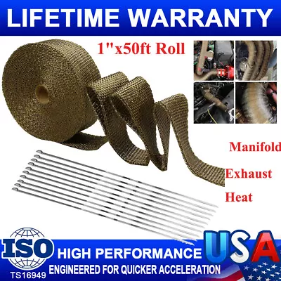 Titanium Manifold Exhaust Wrap Header Pipe Heat Insulation Tape Roll 1  X 50 FT • $14.65