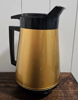 Vintage Gold Black Thermo-Serv Insulated Coffee Pot W/ Flip Top Restaurant Style • $10.50
