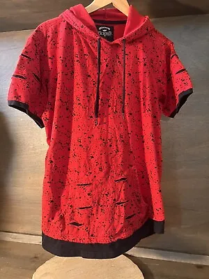 LR Scoop Men's X-Large Red Hoodie WITH DISTRESSED RIPS VINTAGE EUC SHORT SLV • $15.99