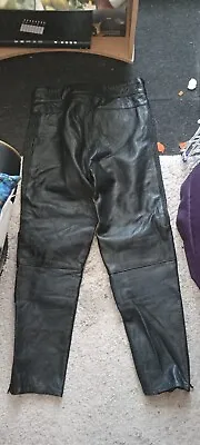 Leather Biker Trousers Size 34 • £17