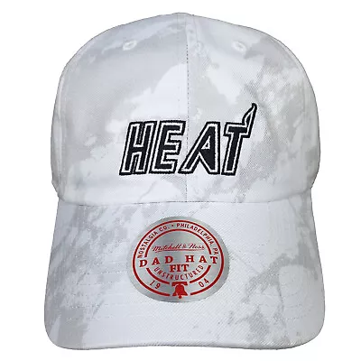 Mitchell & Ness Miami Heat NBA Dad Hat White Gray Marble Black Logo NWT • $29.99