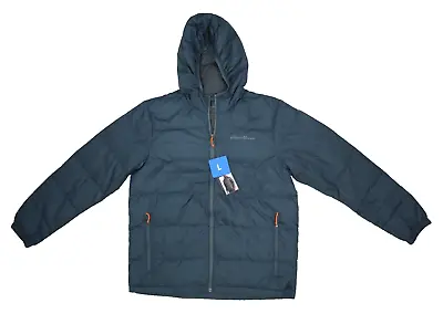 Eddie Bauer Wide Channel Hooded Down Jacket Full Zip Dark Gray Coat Mens Large • $47.99