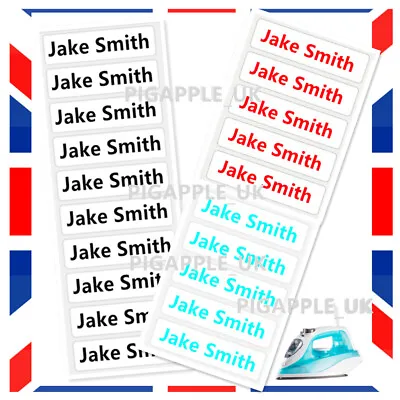 100 Personalised Iron On Name Tags School Uniform Care Home Labels Easy To Apply • £5.69