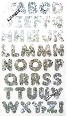 ~ Sparkle Silver Alphabet Uppercase ABC Letters Hambly Studio Glitter Stickers ~ • $1.30