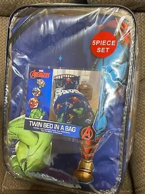 NWT Marvel AVENGERS 5 Piece Twin Microfiber Comforter & Sheet Set Bed In Bag • $79.99