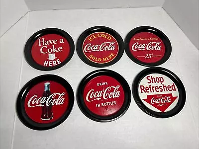 Set Of 6 Vintage Retro Metal 1993 Coca Cola Coasters - 3.5  Diameter • $10.95