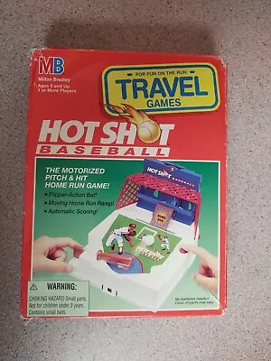 VTG Travel Hot Shot Baseball Game Milton Bradley 1994 Works Box Wear Complete • $21