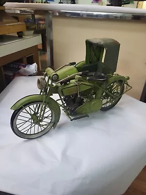 Vintage Handmade Metal  Motorcycle  Art Sculpture Figure With Side Car • $180