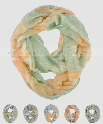 Butterfly Flower Floral Block Circle Loop Wrap Infinity Scarf Multi Color Soft • $6.95