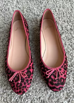 J.Crew Womens Classic Leopard Neon Pink Print Calf Hair Ballet Flats Size 7.5 • $10
