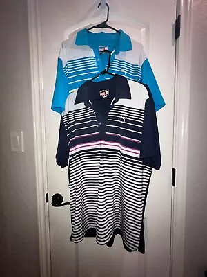 Lot Of 2 Puma Golf Striped Polo Shirt Size XL 3-Buttons • $30