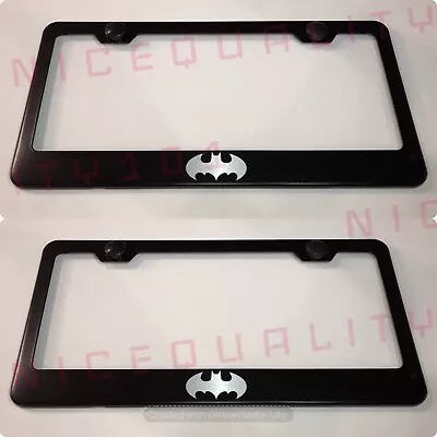 2X Batman Superhero Stainless Steel Black Finished License Plate Frame Holder • $22.99