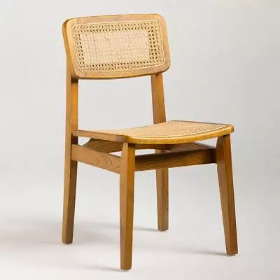 Katrina Dining Chair Natural Rattan Cane Seat Brown Elm Mid-Century Wood Frame • £175