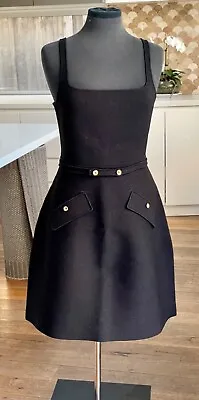 $375 • Buy BNWT SCANLAN THEODORE Black Crêpe Knit Square Pocket Dress L Current $750