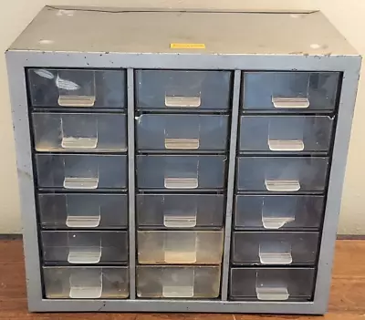 Vintage AKRO MILS METAL STORAGE CABINET ORGANIZER 18 DRAWER ~ PARTS HARDWARE BIN • $24.99