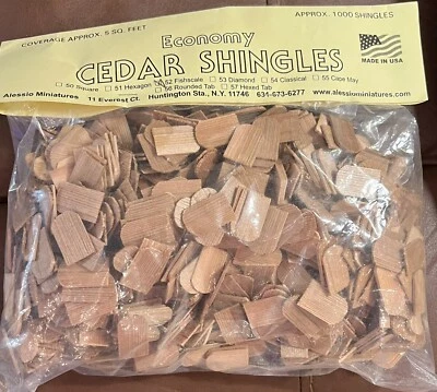 $39.50 • Buy Dollhouse Cedar Shingles Wood Square 1:12 Scale 1000 Pieces Covers 5 Square Ft