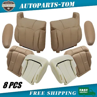 For GMC Sierra 99-02 Both Side Bottom-Top Leather Seat Cover & Foam Cushion Tan • $182.79