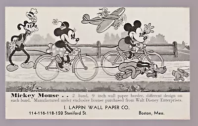 Vintage Disney Advertising Ink Blotter Mickey Minnie Mouse Wallpaper Border • $20