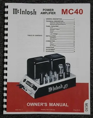 *USA* ULTIMATE McINTOSH MC40 OWNERS MANUAL • $20