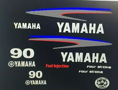 Yamaha 90HP Four Stroke Outboard Engine Decals Sticker Set Reproduction 90 HP  • $59.99