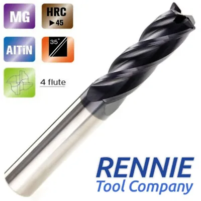 Solid Carbide End Mill 4 Flute TiAlN Coated. Micrograin Carbide. Slot Drill.  • £6.99