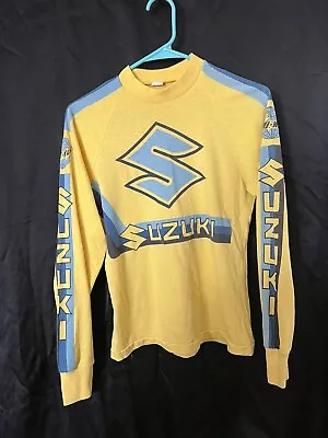 VINTAGE Suzuki Motocross Jersey Dirt Bike Made USA S Racing Elbow Pads • $82.99