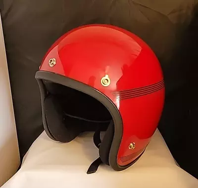 Vintage Bright Red Motorcycle Helmet Dirt Bike Size L USA Vector W/ Carry Bag • $39.95