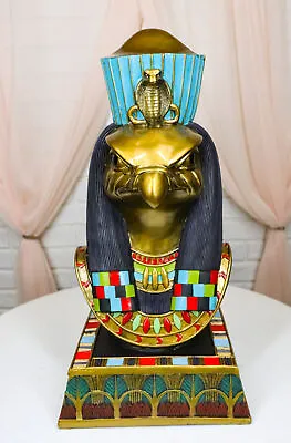 Egyptian God Of The Sky And Sun Horus Ra With Pschent Bust Statue With Base • $169.99
