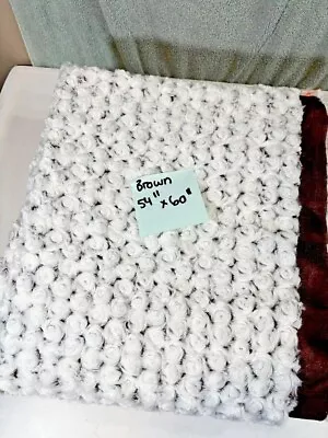 54 X 60” Soft Minky Plush Fabric Brown With White Swirls Sewing Crafts • $12