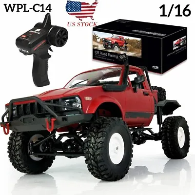 Red Full Proportional 4WD Remote Control Truck Off Road 1/16 RC Crawler Car Toy • £59.49