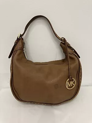 Michael Kors Brown Pebbled Leather Studded Hobo Shoulder Handbag • $19.99