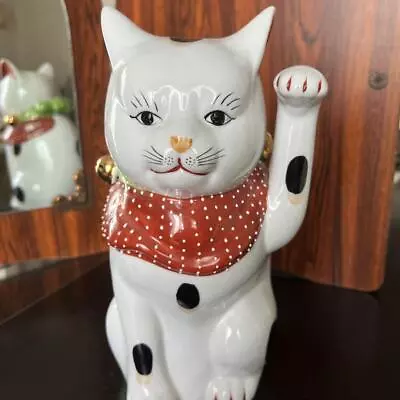 Japanese Maneki Neko Lucky Cat Statue Pottery Figurine 9.6 Inch Tall • $275