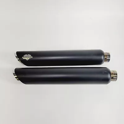 Vance & Hines Harley Dyna FXD 91-17 3  Round Twin Slash Mufflers Black 16837 • $279.96