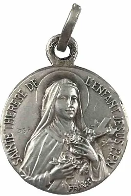 Vintage Catholic St Therese L’Enfant Jesus  Silver Tone Religious Medal France • $13.99