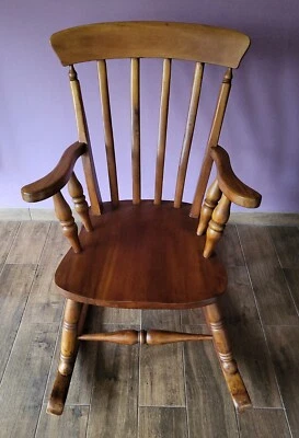 £99 • Buy Pine Rocking Nursing Maternity Chair Traditional Style Carved Wooden Old Fashion