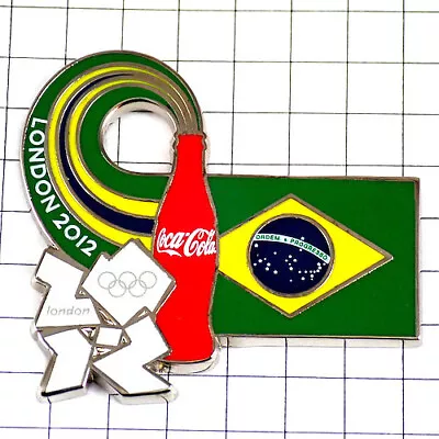 Pin Badge London Olympics Coca-Cola 2012 Brazilian Flag France Limited Vintage 3 • $44.54
