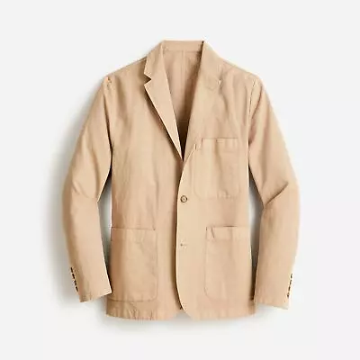 J. Crew Men's Cotton Linen Chino Sports Coat Size 38 NWT Khaki Blazer Jacket • $61.99