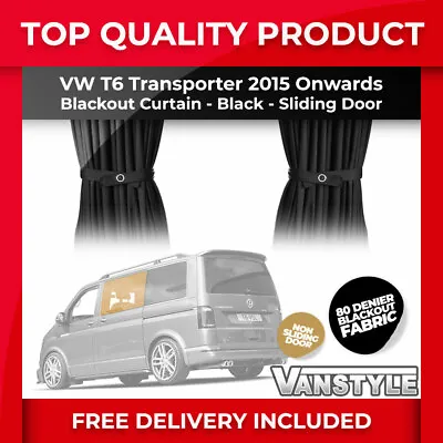 £29.99 • Buy For Vw T6 15  Transporter Fitted Blackout Fabric Slide Door Window Curtain Black